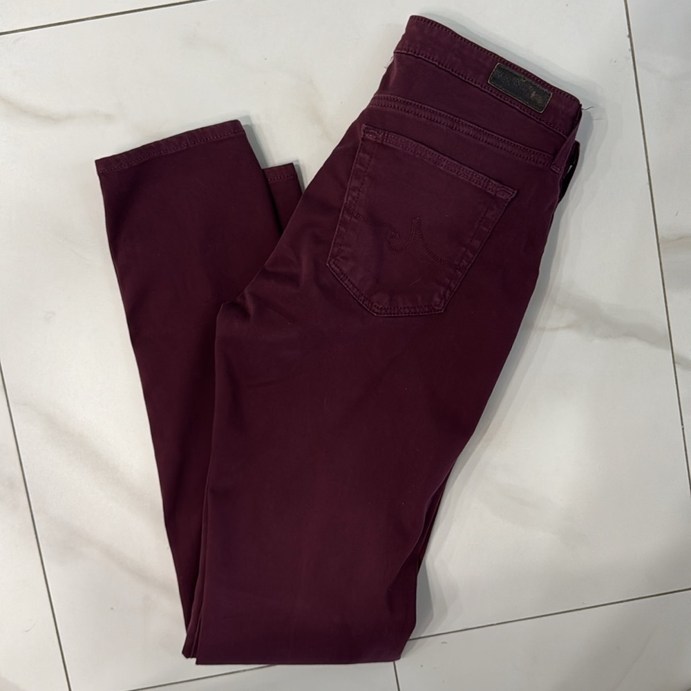 Ag Adriano Goldschmied Prima Mid Rise Cigarette Pants in Wine. Sz 27 - Picture 3 of 9
